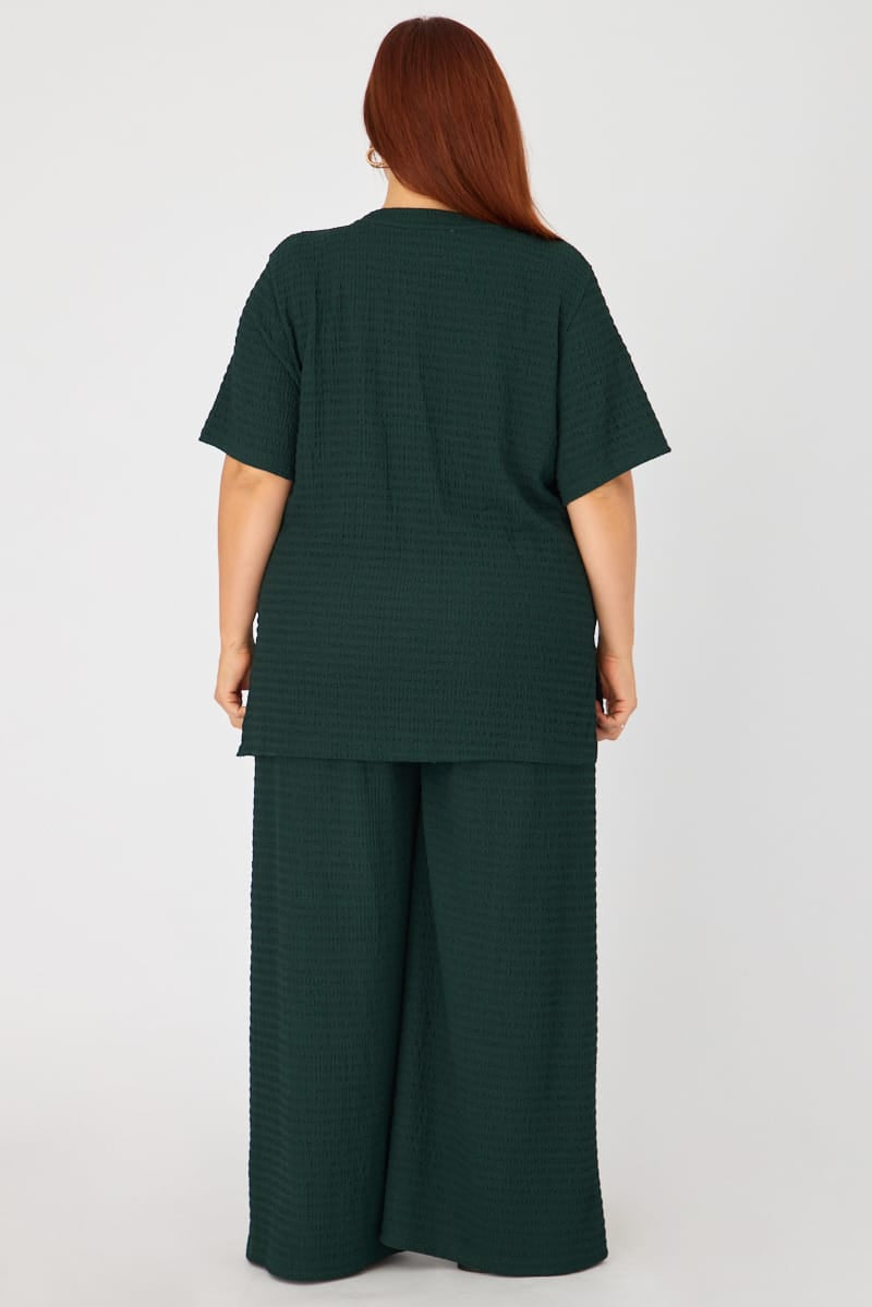 Green Textured T-shirt Short Sleeve for YouandAll Fashion