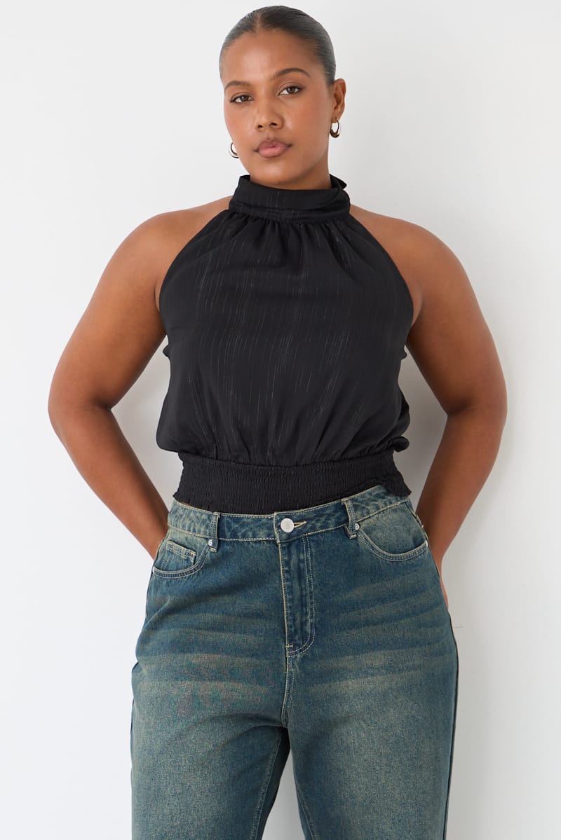 Black Halter Top Sleeveless Chiffon for YouandAll Fashion