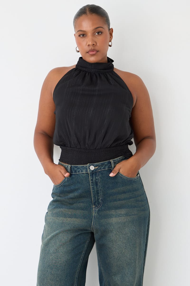 Black Halter Top Sleeveless Chiffon for YouandAll Fashion
