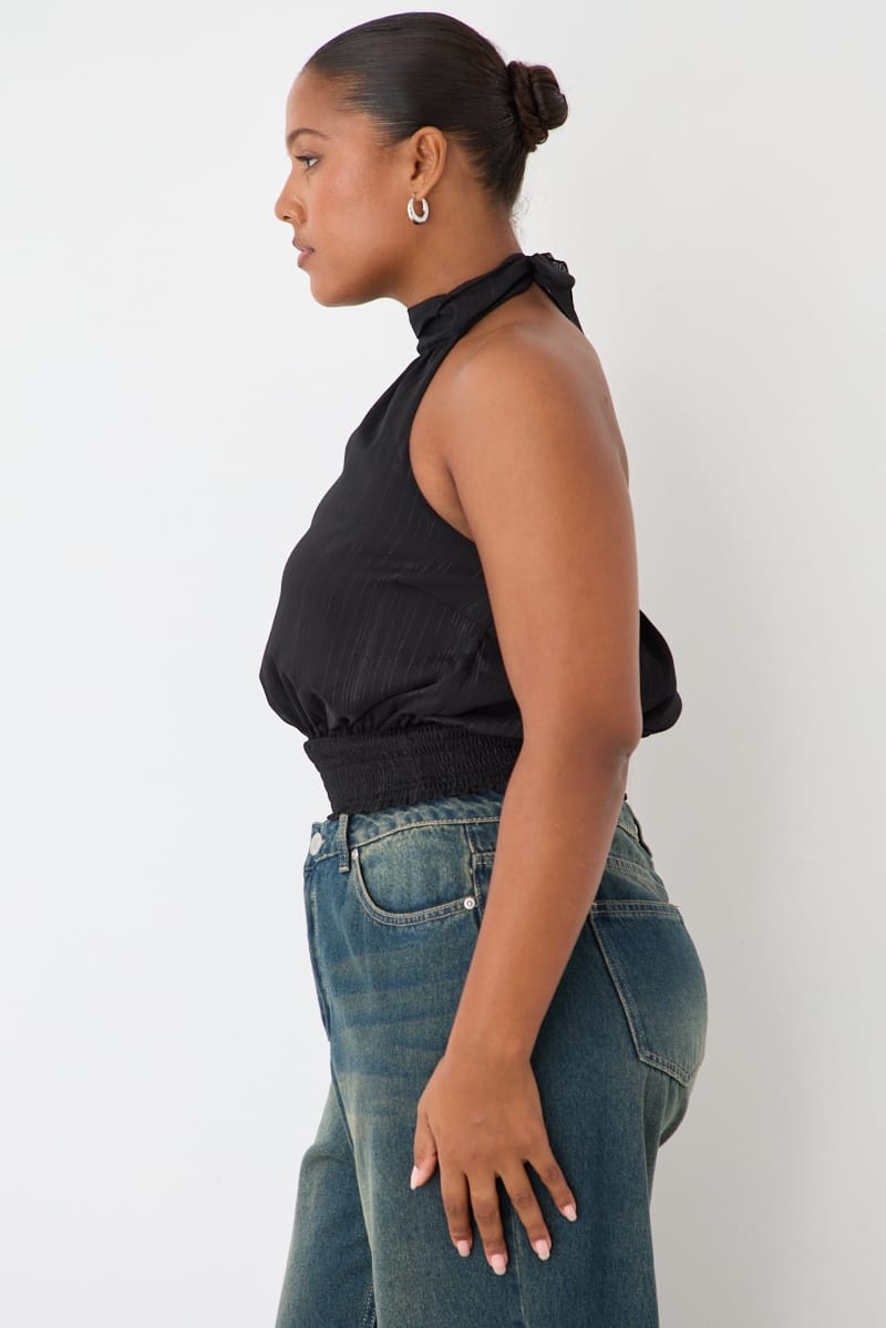 Black Halter Top Sleeveless Chiffon for YouandAll Fashion