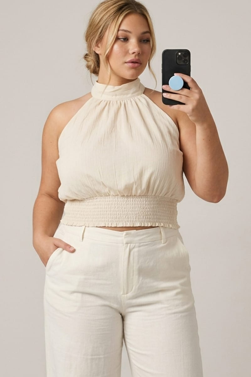 White Halter Top Sleeveless Chiffon for YouandAll Fashion