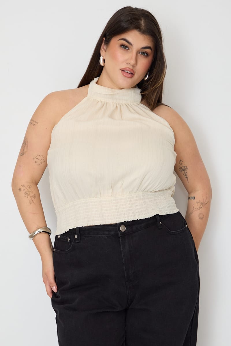 White Halter Top Sleeveless Chiffon for YouandAll Fashion