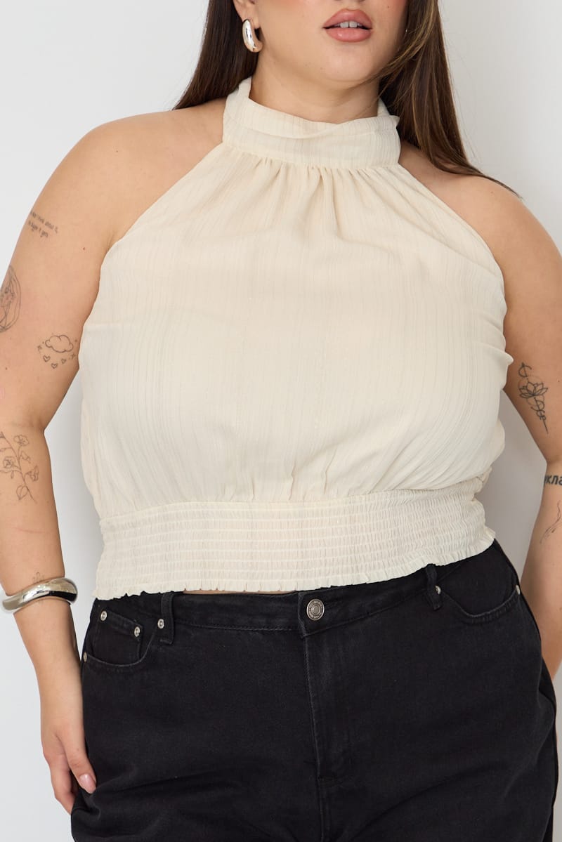 White Halter Top Sleeveless Chiffon for YouandAll Fashion
