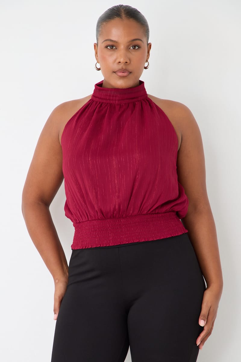 Red Halter Top Sleeveless Chiffon for YouandAll Fashion