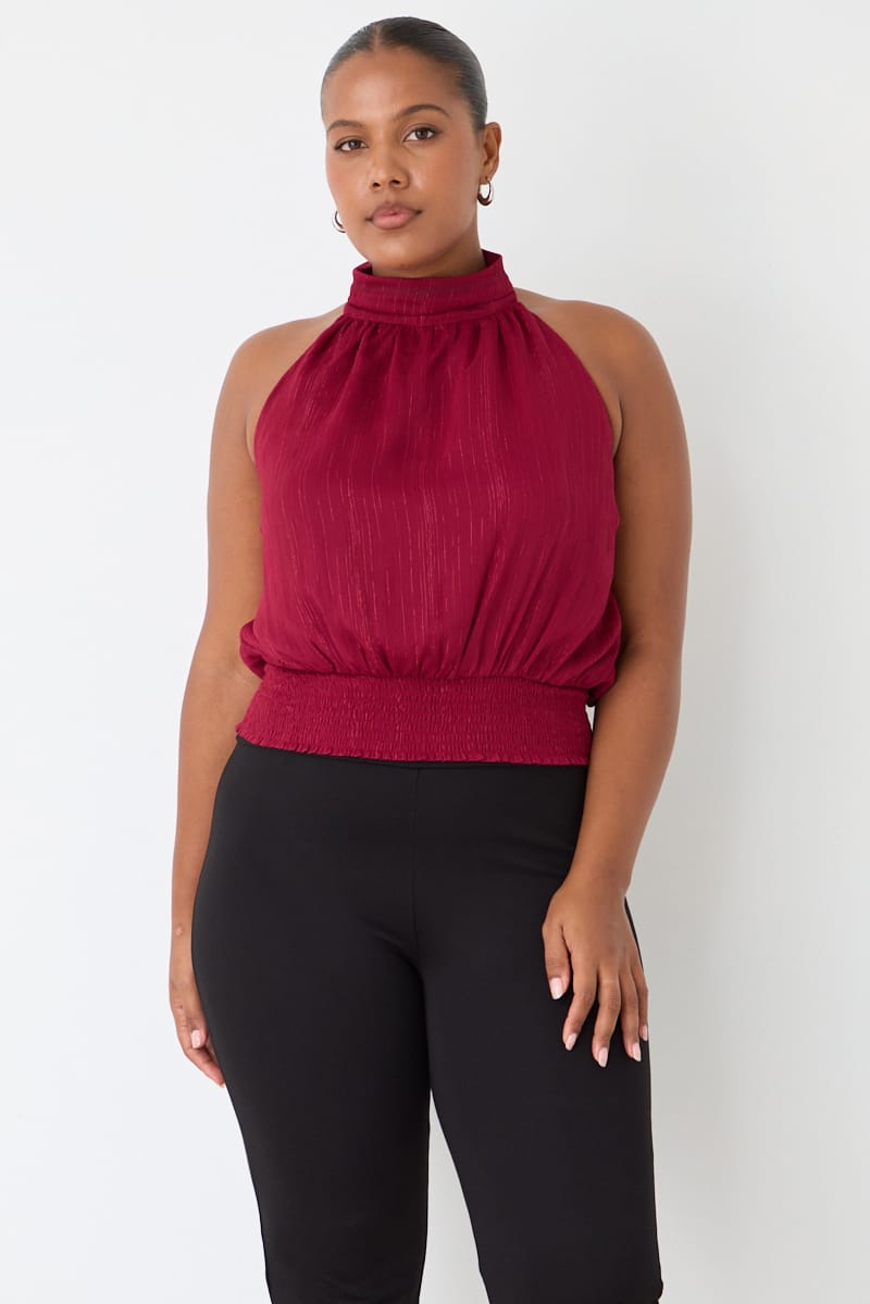 Red Halter Top Sleeveless Chiffon for YouandAll Fashion