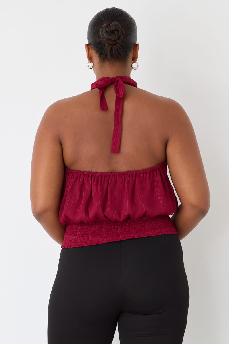 Red Halter Top Sleeveless Chiffon for YouandAll Fashion