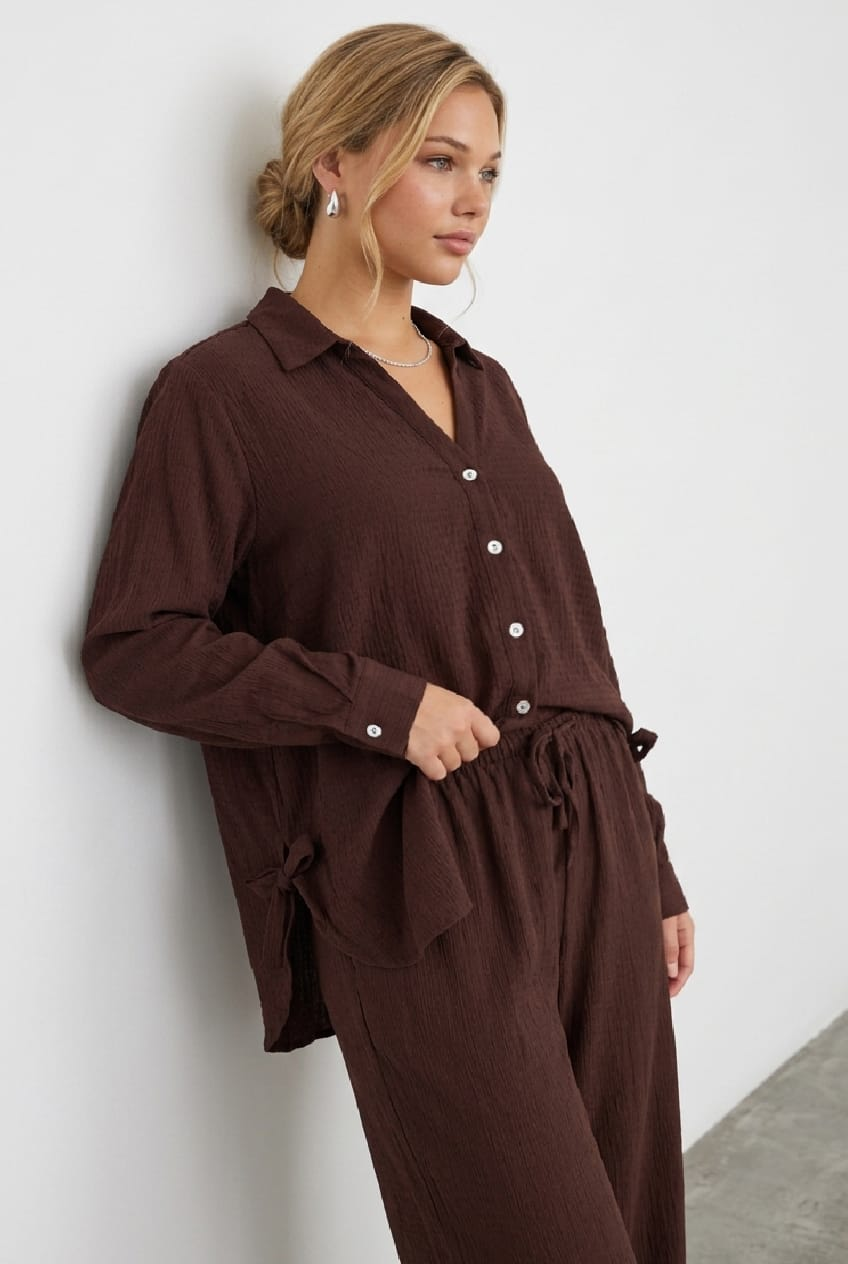 Brown Relaxed Shirt Textured Fabric for YouandAll Fashion
