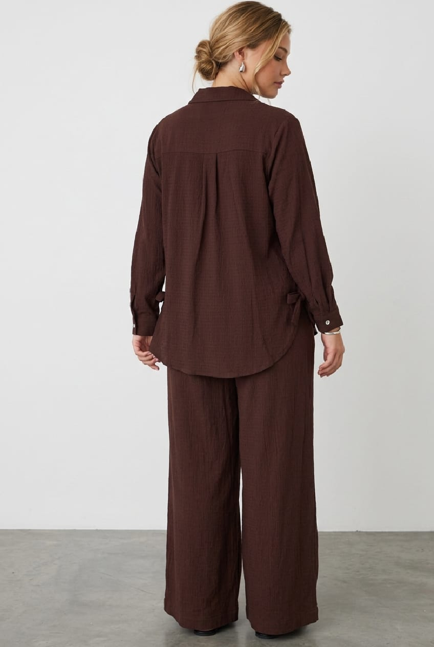 Brown Relaxed Shirt Textured Fabric for YouandAll Fashion