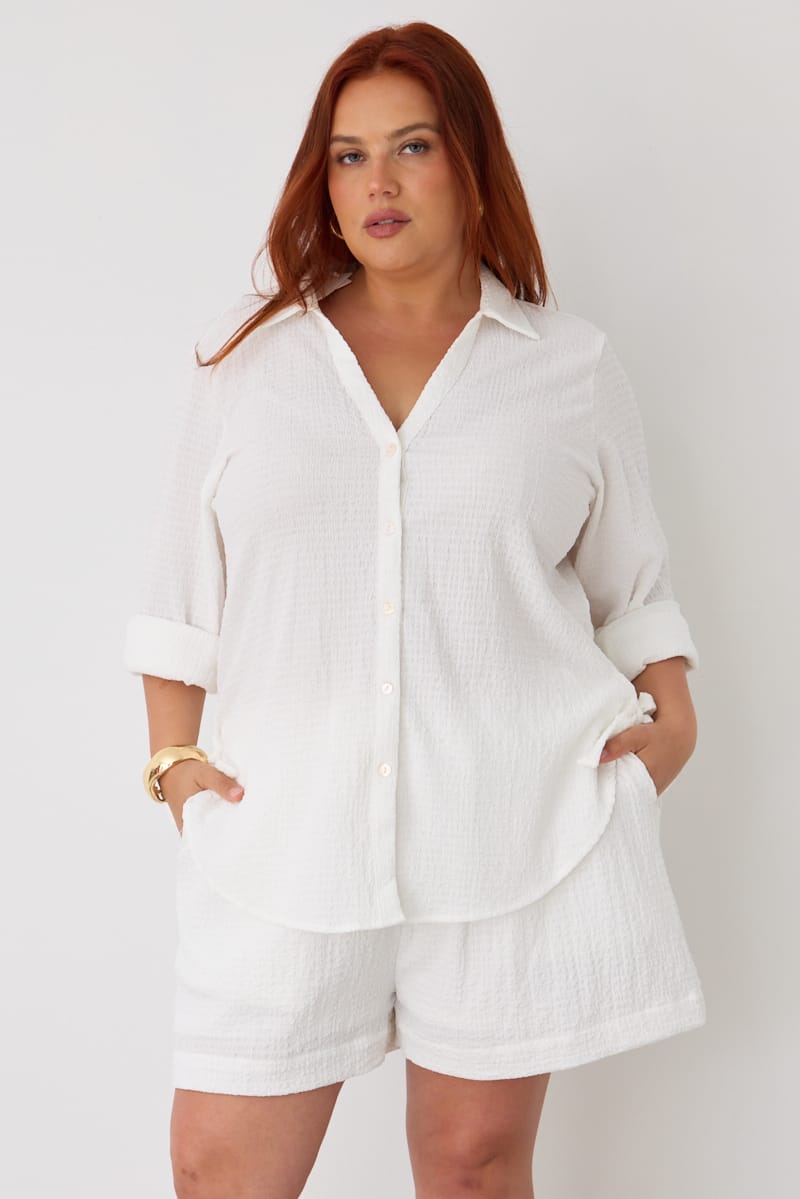 White Collared Short Sleeve Shirt for YouandAll Fashion