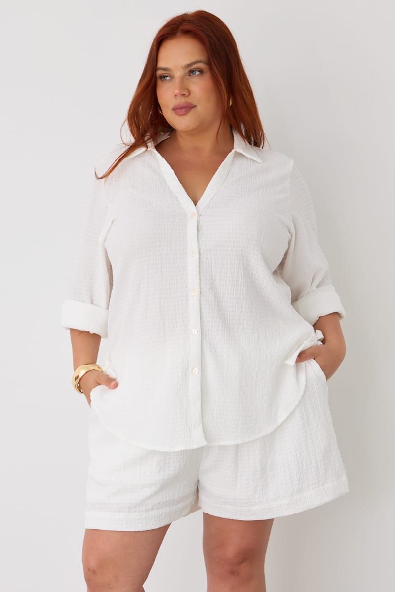 White Collared Short Sleeve Shirt for YouandAll Fashion