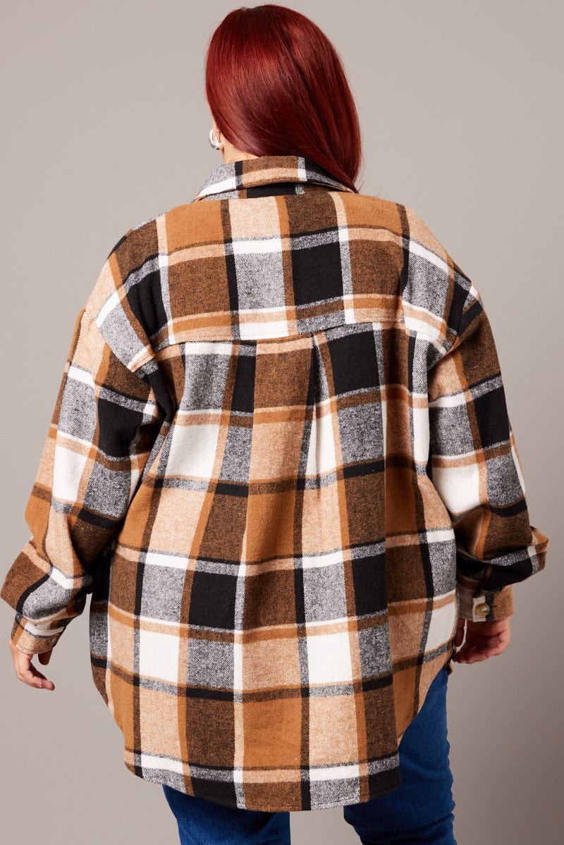 Brown Check Relaxed Shirt Long Sleeve for YouandAll Fashion