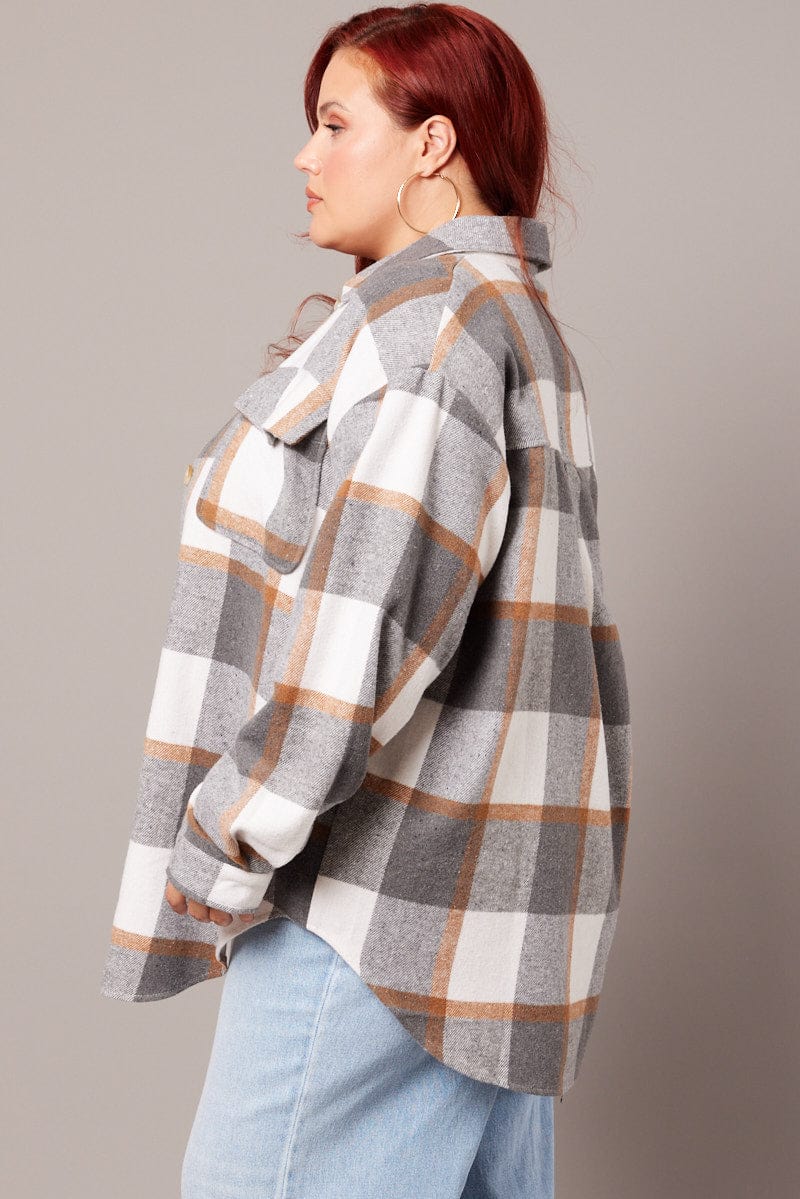 Grey Check Relaxed Shirt Long Sleeve for YouandAll Fashion