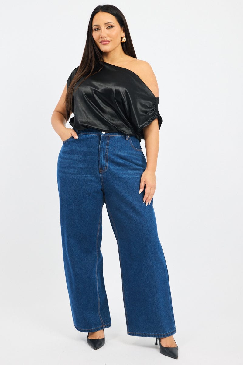 Black Bodysuit Sleeveless Stretch Satin for YouandAll Fashion