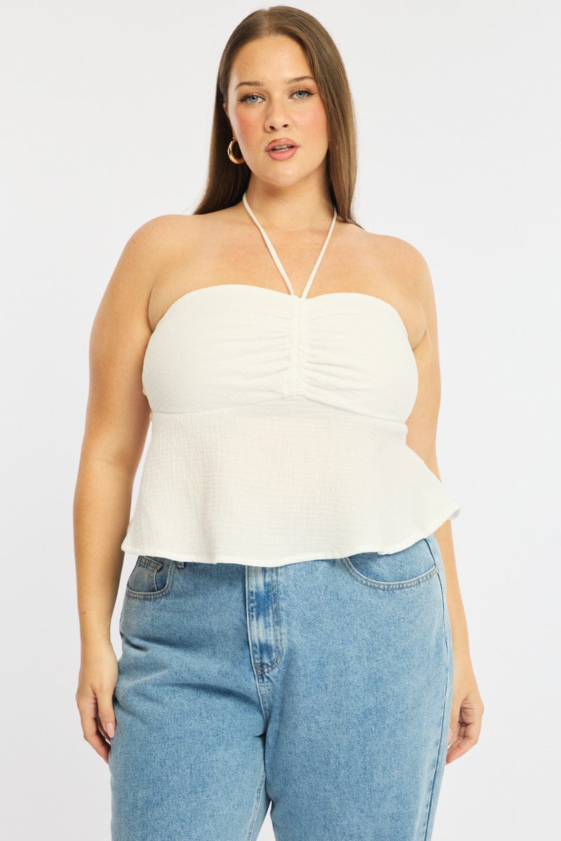 White Halter Top Sleeveless for YouandAll Fashion
