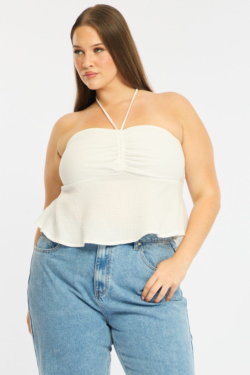 White Halter Top Sleeveless for YouandAll Fashion