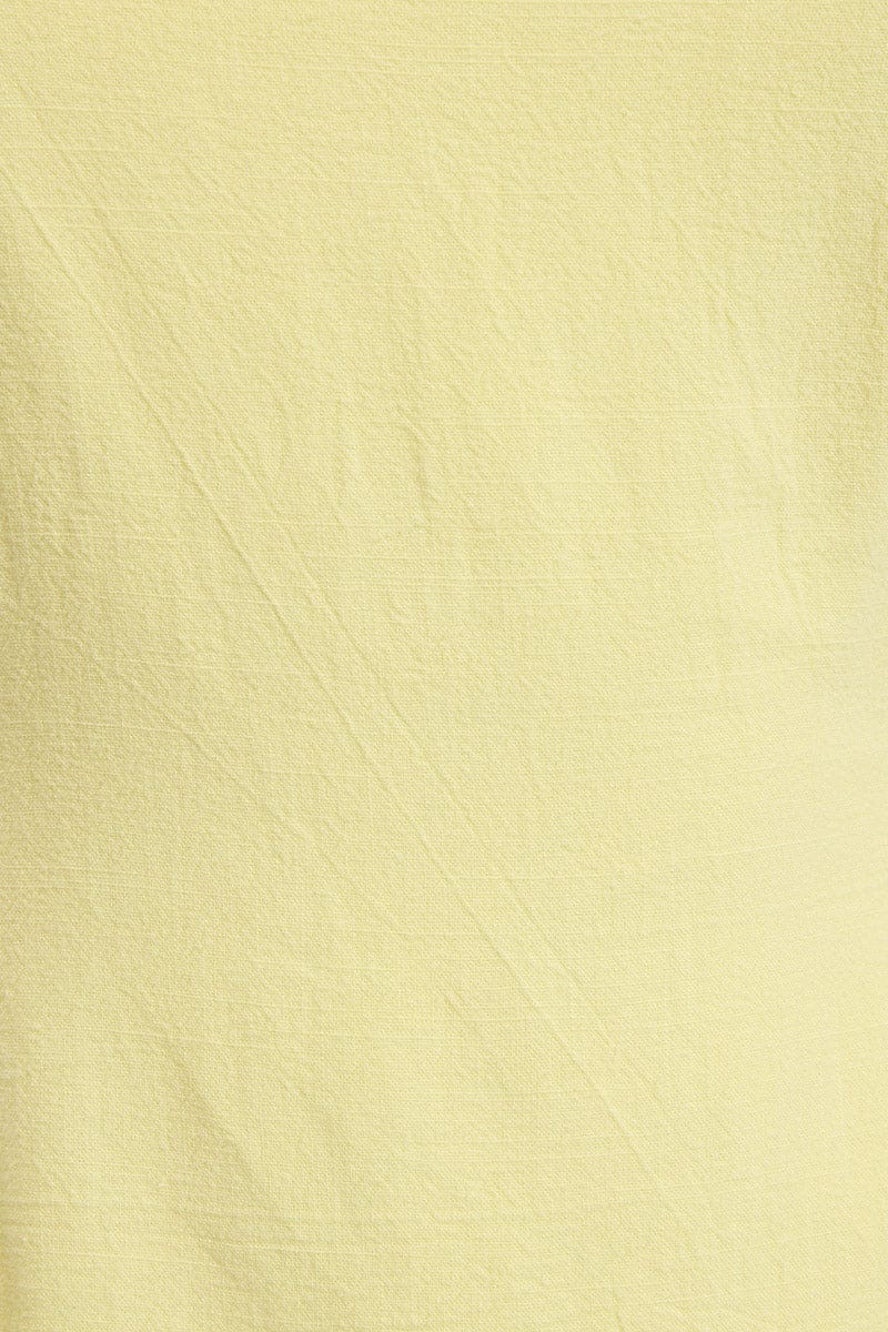 Yellow Linen Peplum Top Sleeveless Cut Out Back for YouandAll Fashion