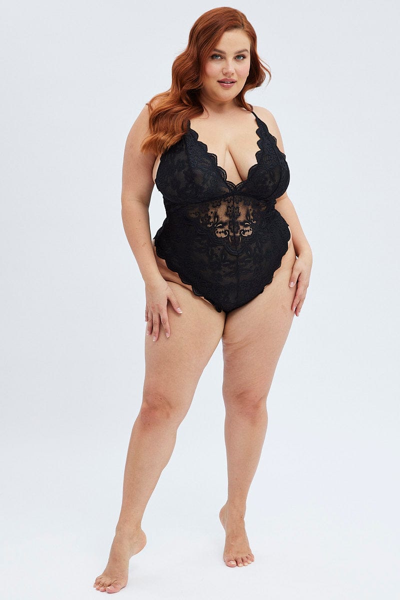 Black Lace One Piece Bodysuit for YouandAll Fashion