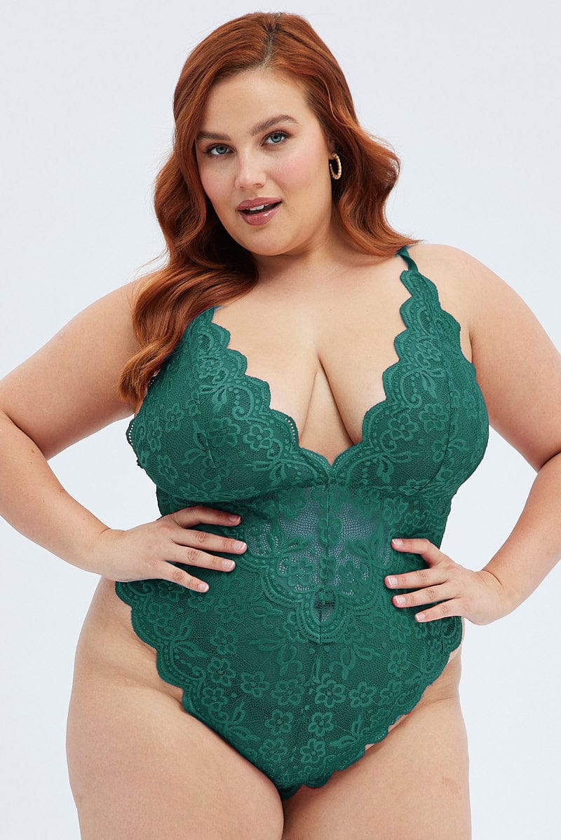 Green Lace One Piece Bodysuit Lingerie for YouandAll Fashion