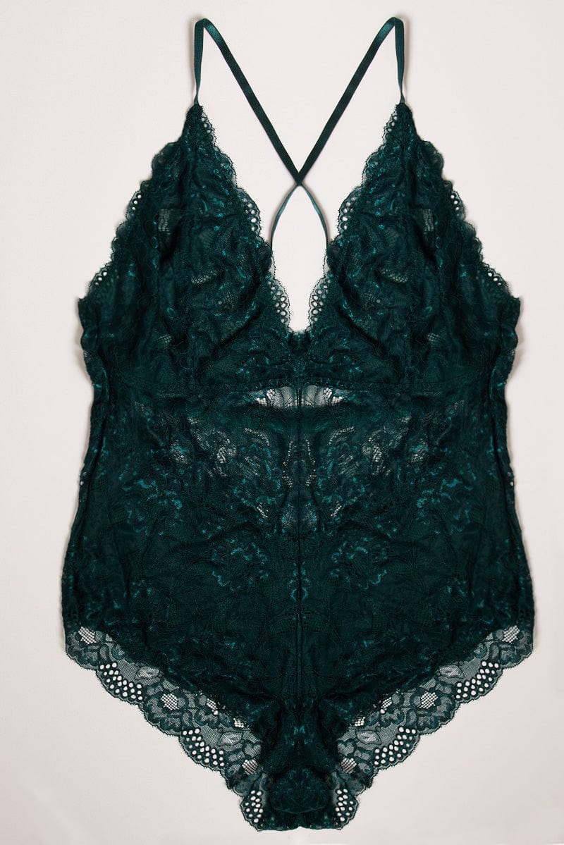 Green Lace One Piece Bodysuit Lingerie for YouandAll Fashion