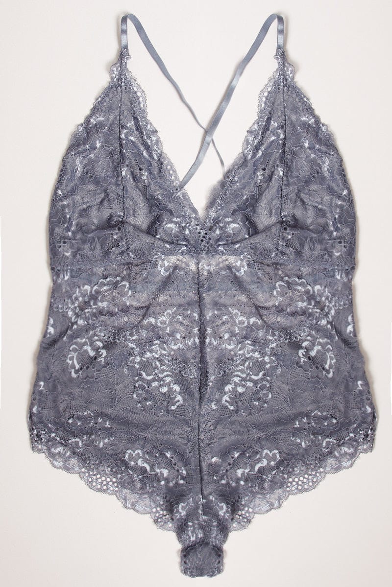 Grey Lace One Piece Bodysuit Lingerie for YouandAll Fashion