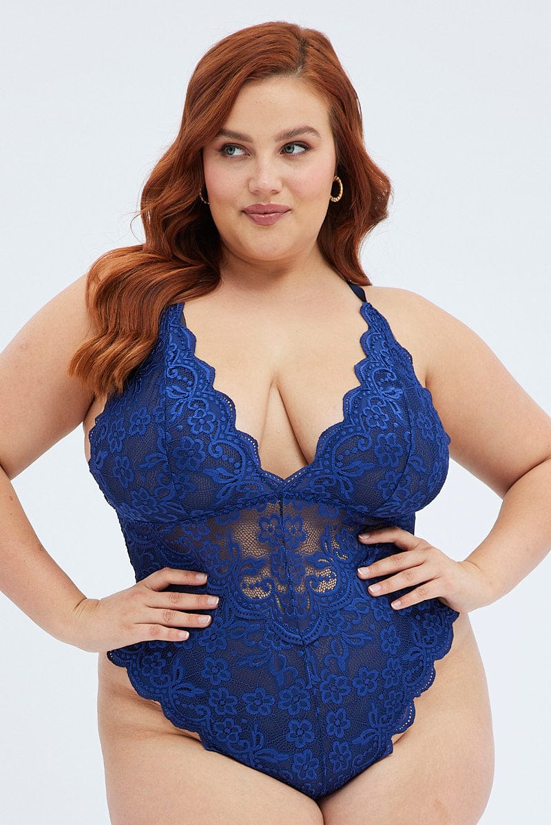 Blue Lace One Piece Bodysuit for YouandAll Fashion