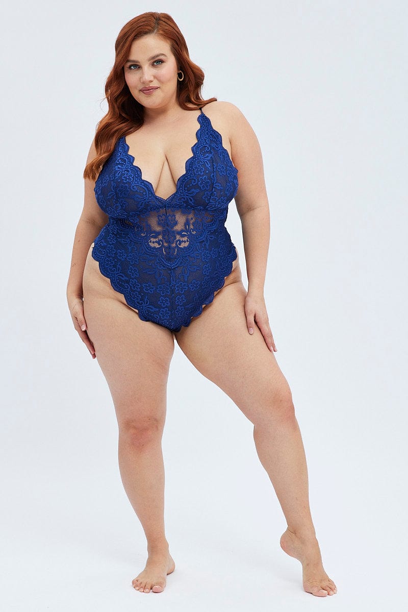 Blue Lace One Piece Bodysuit for YouandAll Fashion