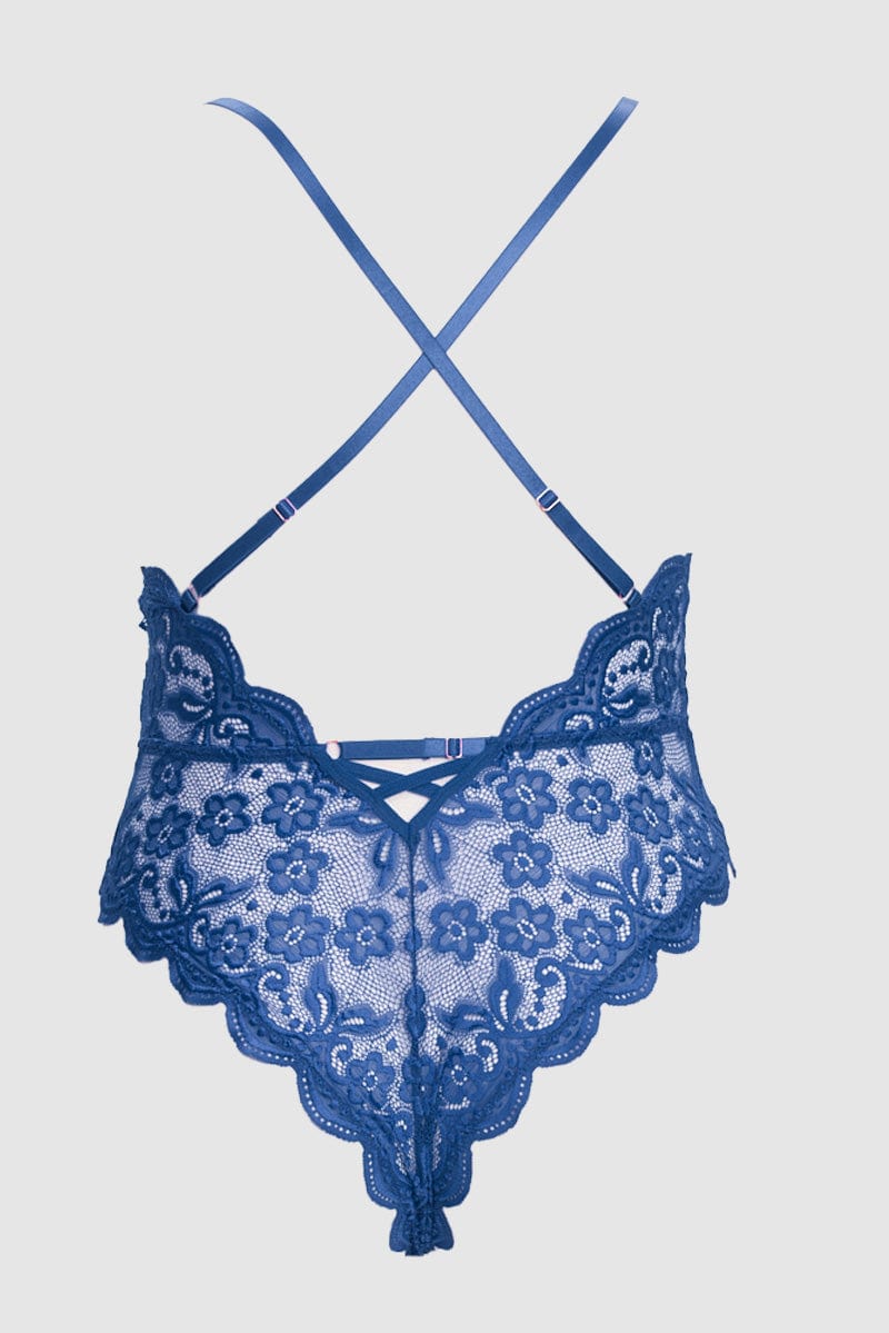 Blue Lace One Piece Bodysuit for YouandAll Fashion