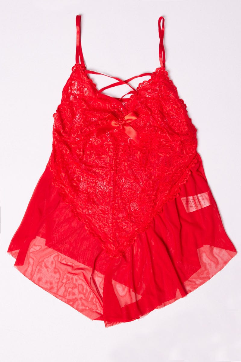 Red Lace One Piece Bodysuit Lingerie for YouandAll Fashion