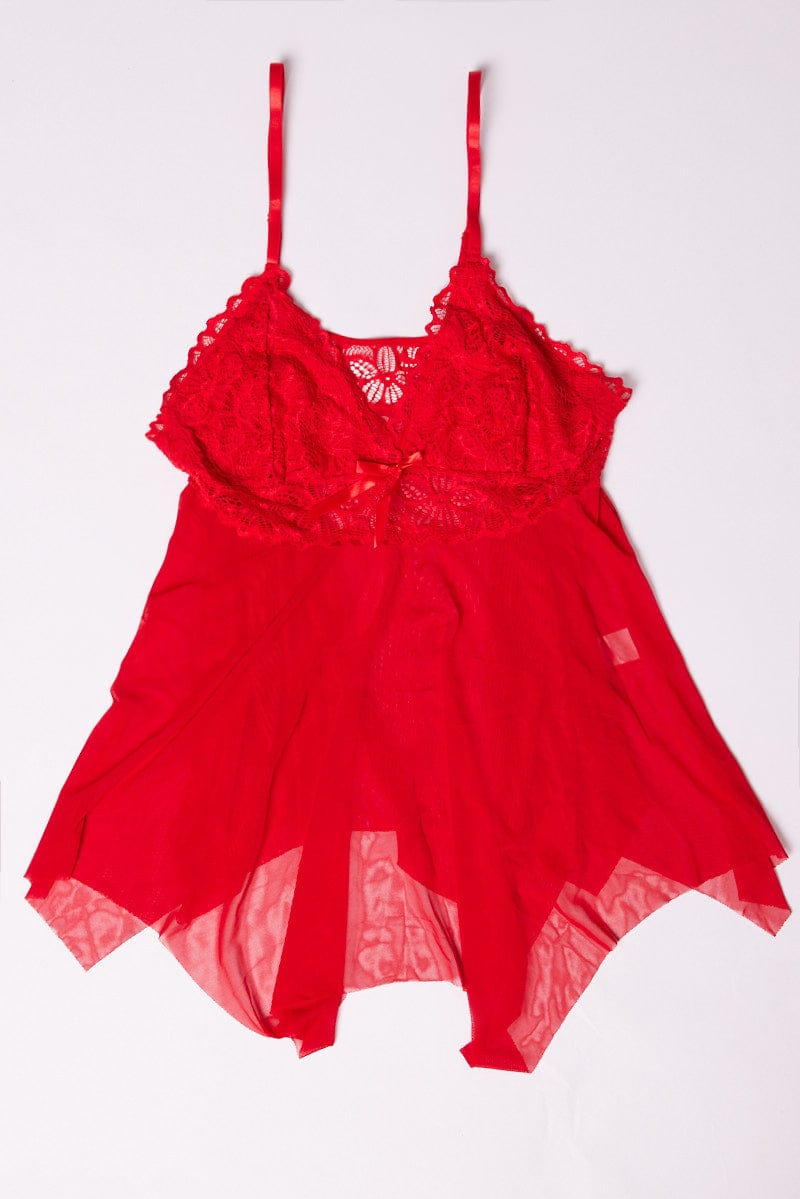 Red Slip Nightdress with Thong for YouandAll Fashion
