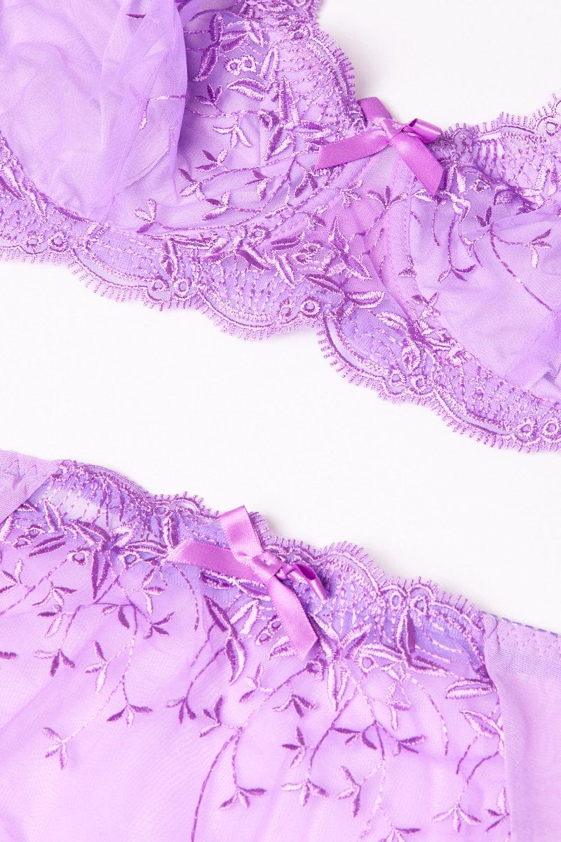 Purple Embroidery Lingerie Set for YouandAll Fashion