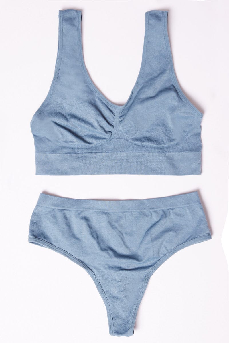 Blue Seamless Lingerie Set for YouandAll Fashion