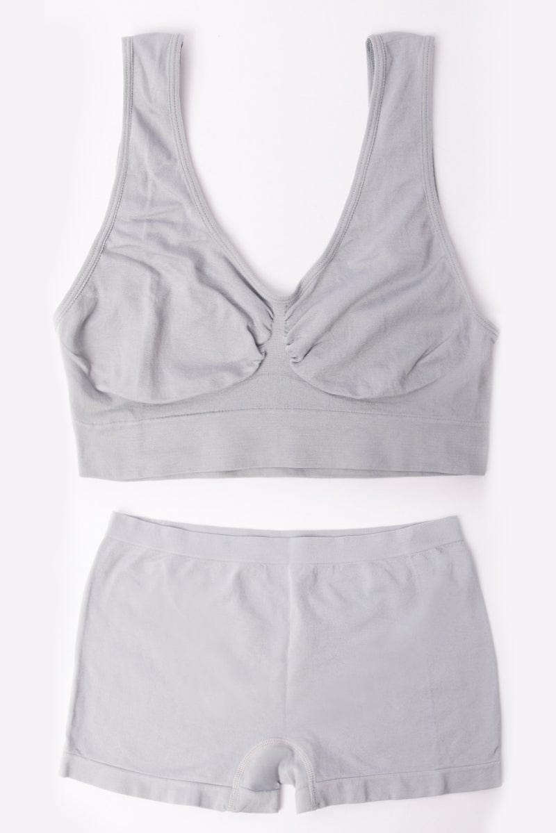 Grey Seamless Lingerie Set for YouandAll Fashion