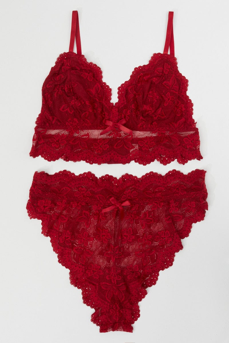 Red Lace Lingerie Set for YouandAll Fashion