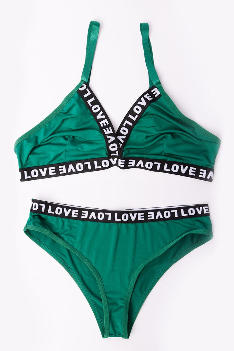 Green Love Tape Lingerie Set for YouandAll Fashion