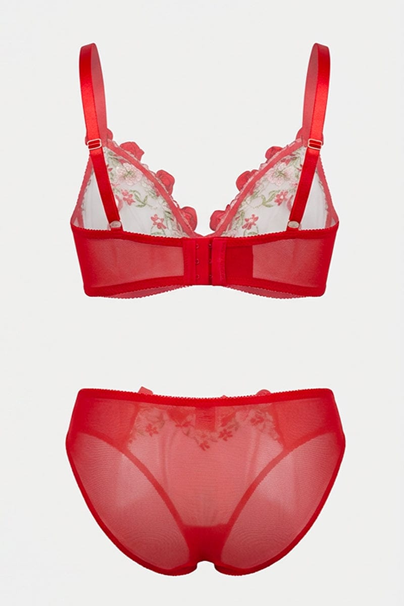 Red Embroidered Lingerie Set for YouandAll Fashion