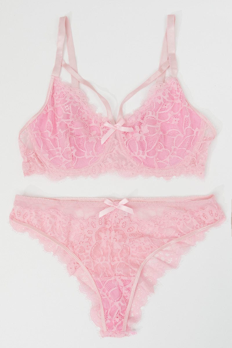 Pink Lace Lingerie Set for YouandAll Fashion