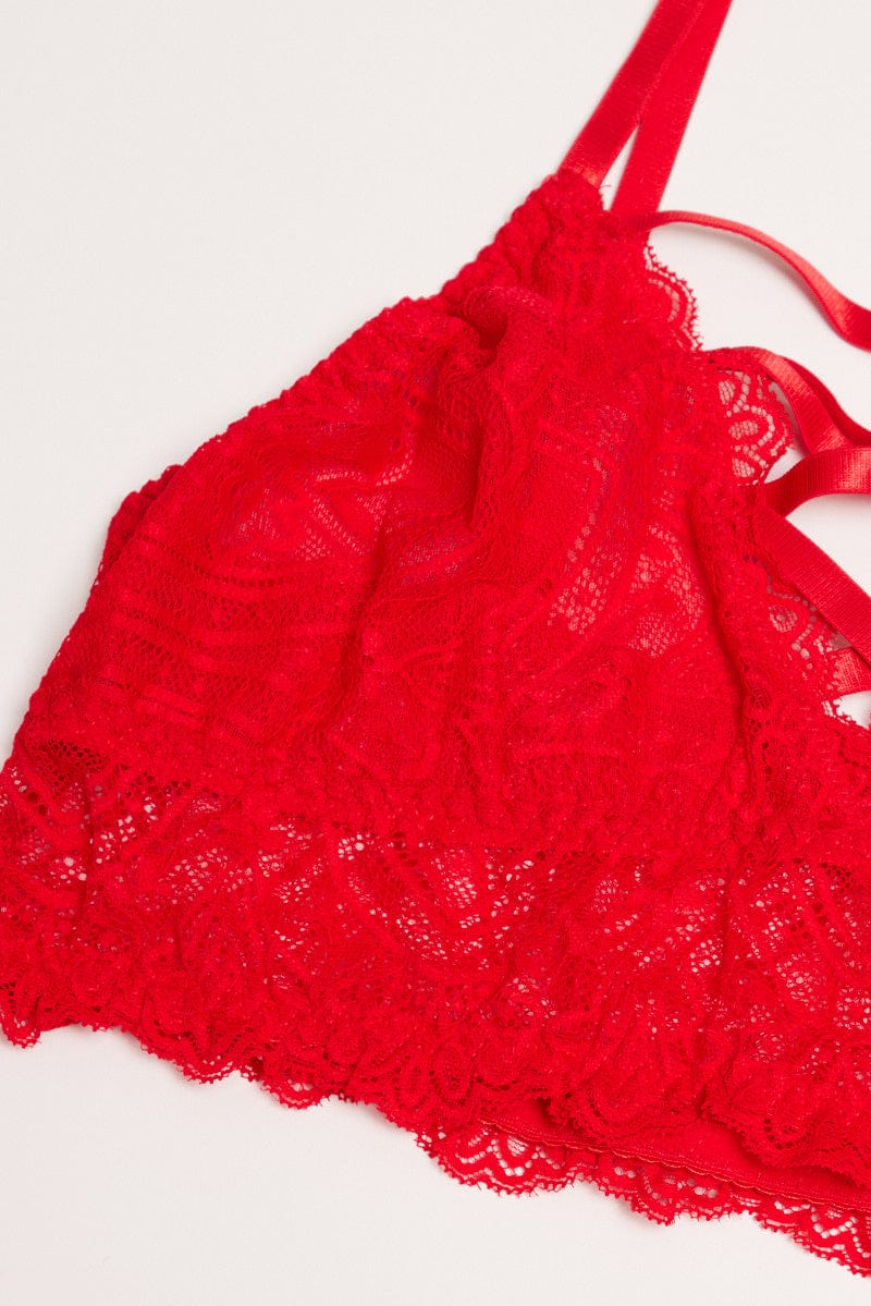 Red Strappy Lace Lingerie Set for YouandAll Fashion