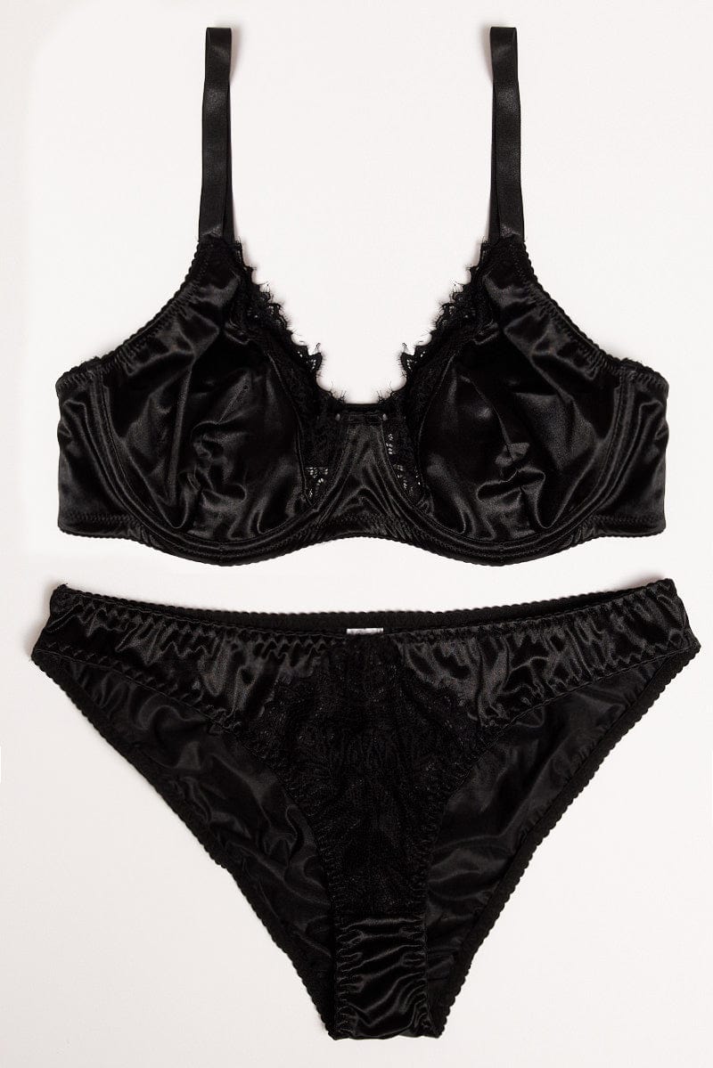 Black Lace Trim Lingerie Set for YouandAll Fashion