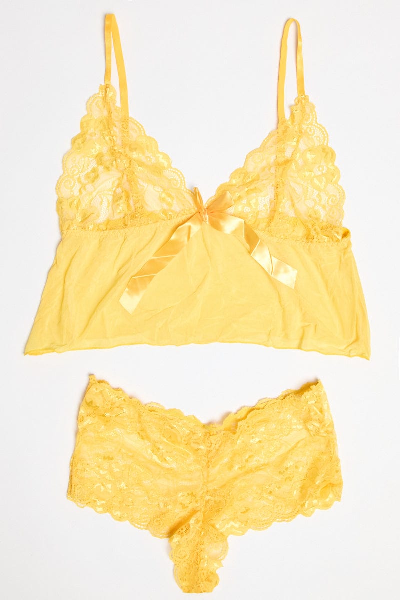 Yellow Lace Lingerie Set for YouandAll Fashion