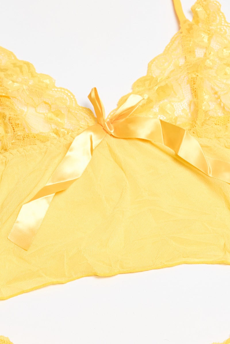 Yellow Lace Lingerie Set for YouandAll Fashion