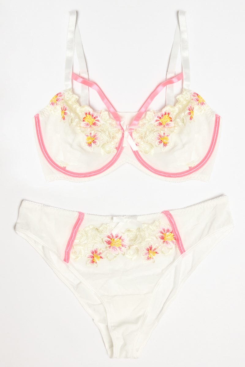 White Embroidered Lingerie Set for YouandAll Fashion