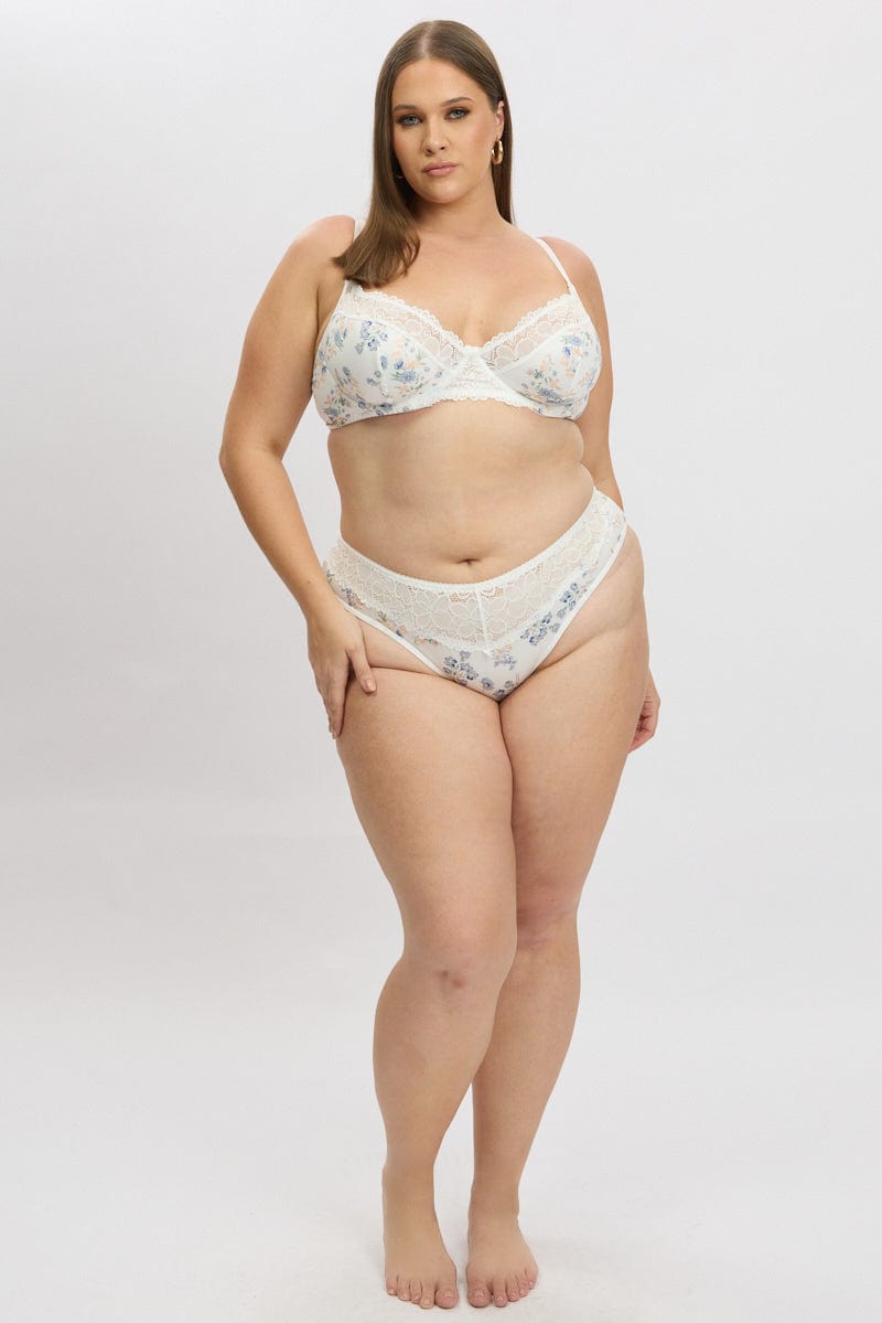 White Ditsy Lace Trim Lingerie Set for YouandAll Fashion