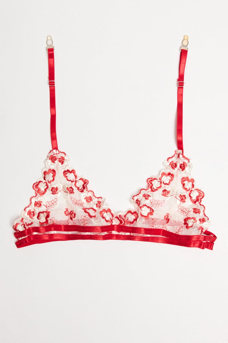 Red Embroidered Lingerie Set for YouandAll Fashion