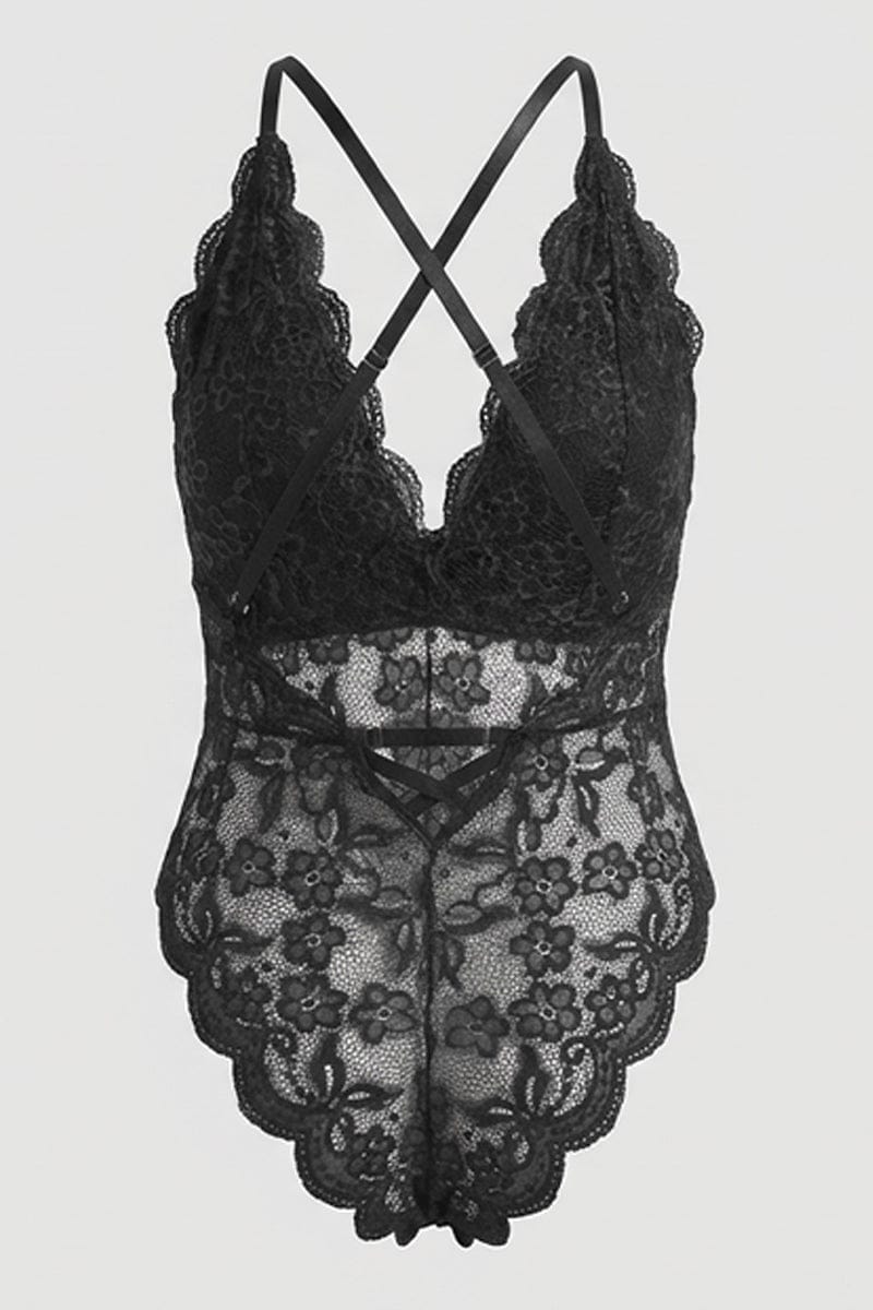 Black Lace One Piece Bodysuit for YouandAll Fashion