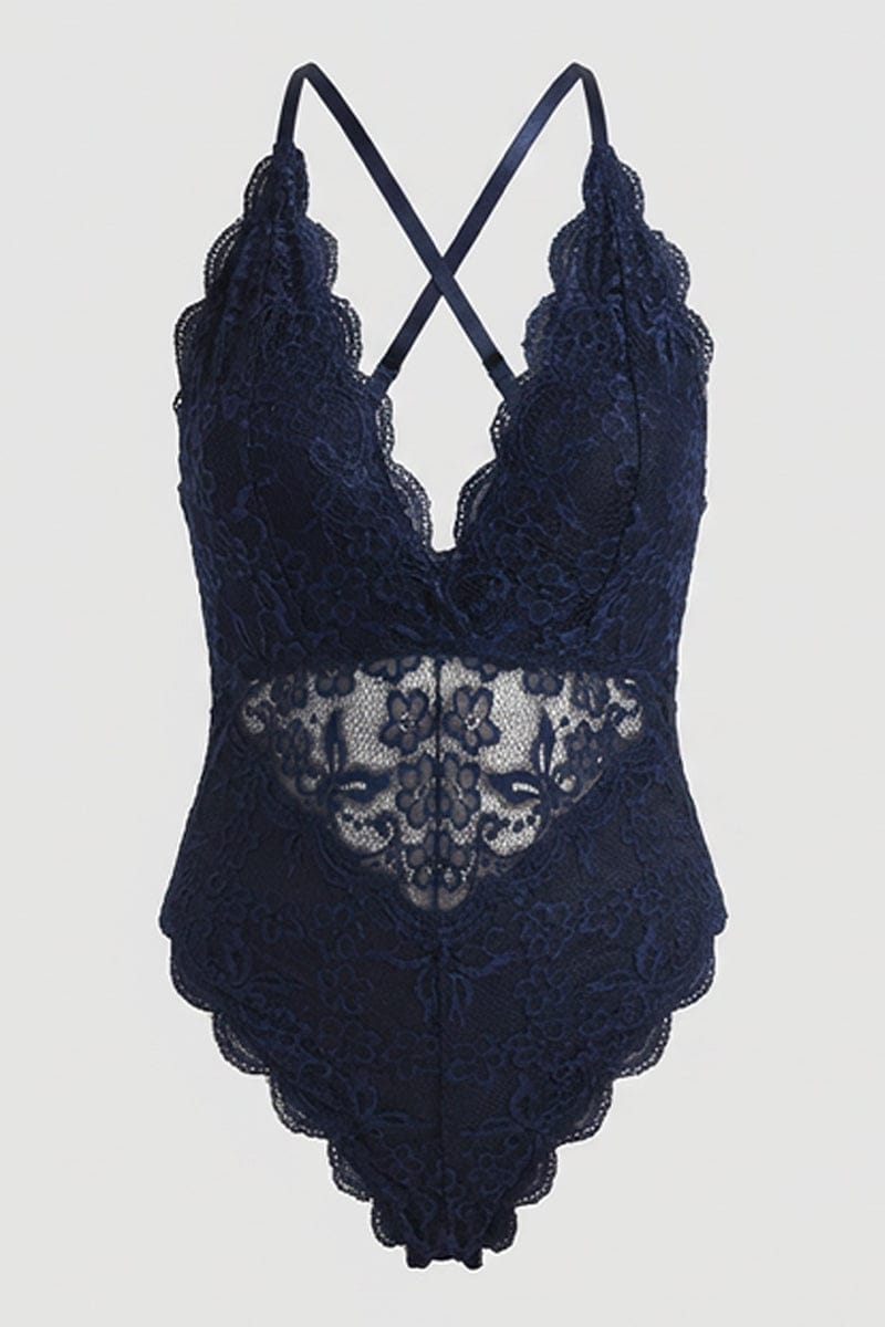 Blue Lace One Piece Bodysuit for YouandAll Fashion