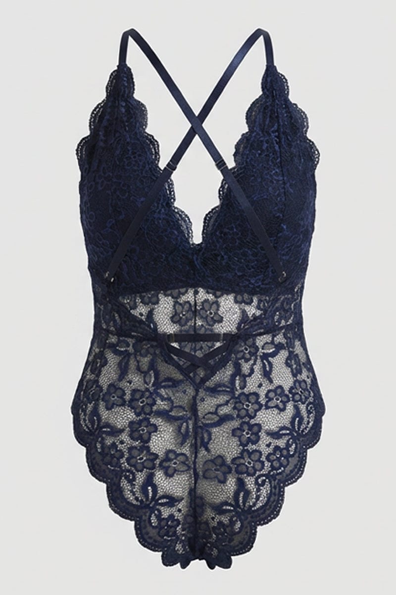 Blue Lace One Piece Bodysuit for YouandAll Fashion