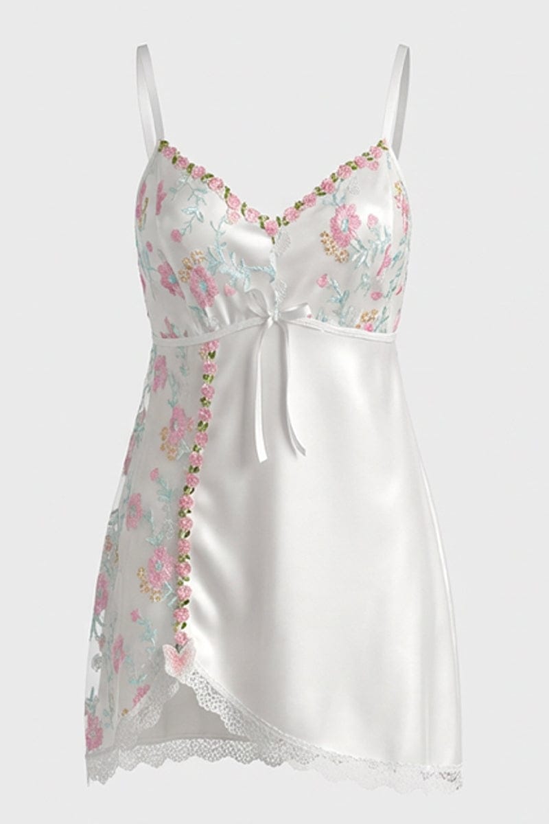 White Rose Embroidered Slip Nightdress for YouandAll Fashion