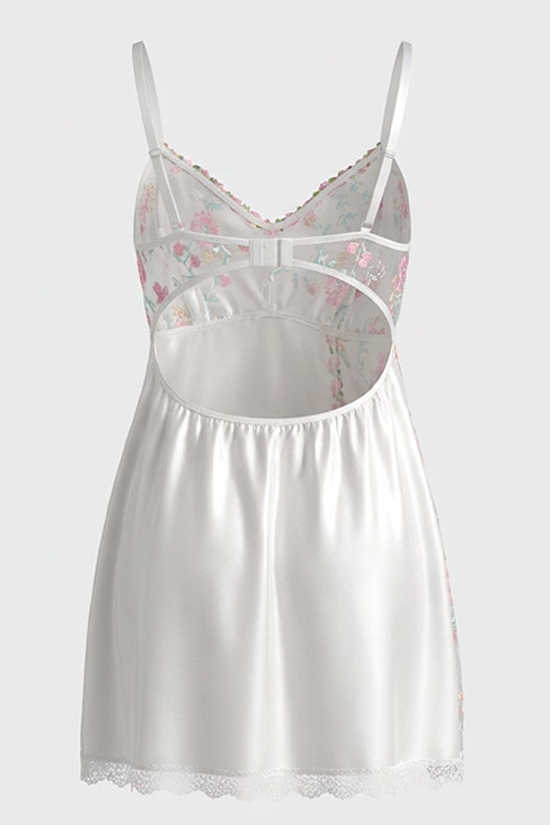 White Rose Embroidered Slip Nightdress for YouandAll Fashion