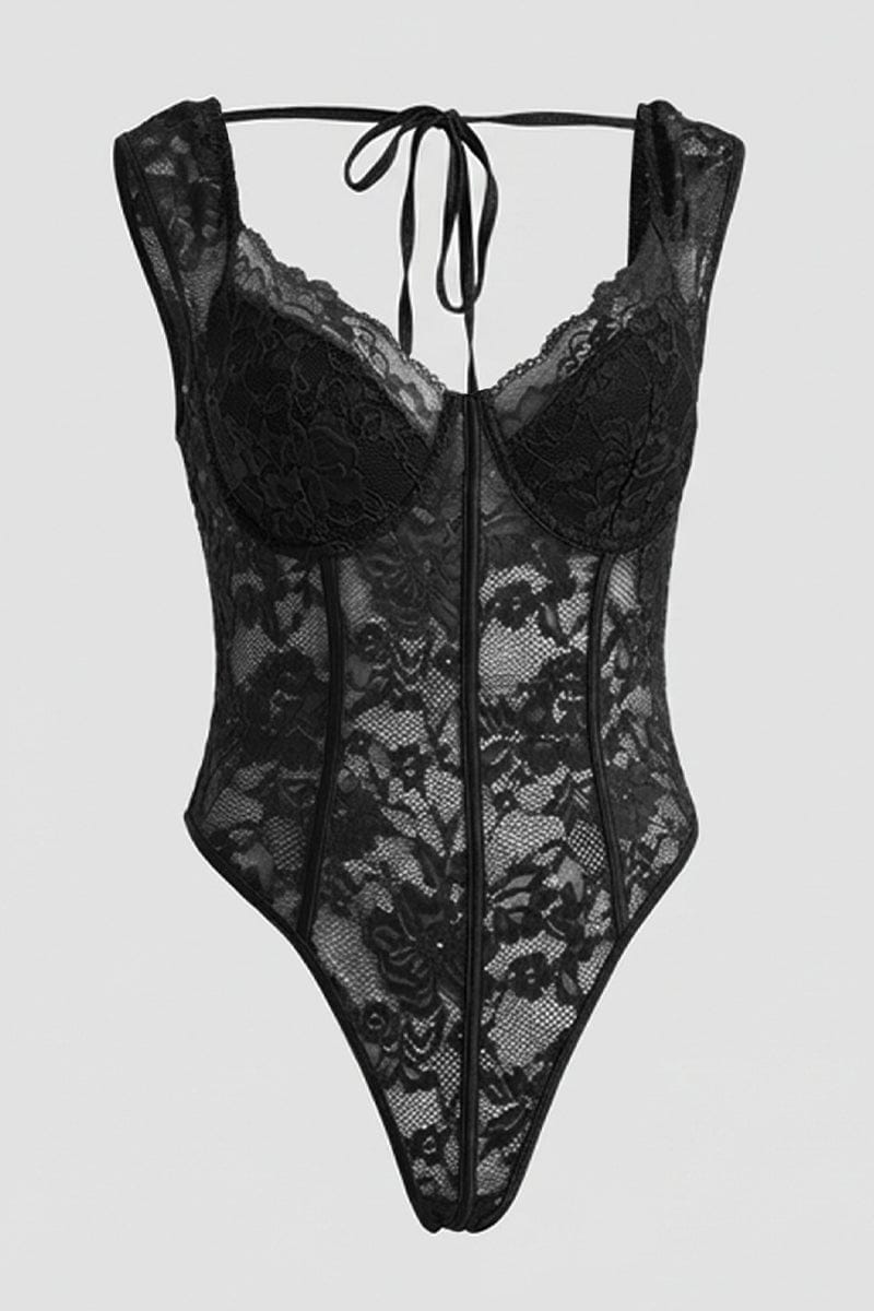Black Lace One Piece Bodysuit Lingerie for YouandAll Fashion