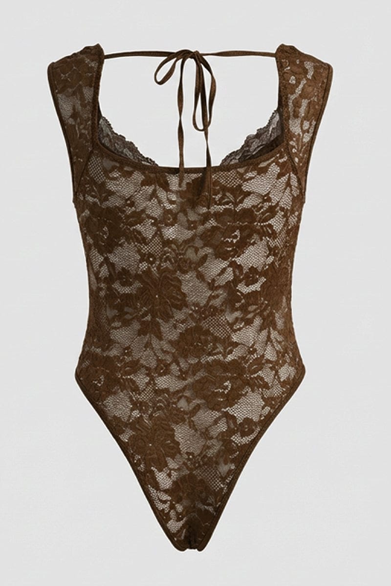 Brown Lace One Piece Bodysuit Lingerie for YouandAll Fashion
